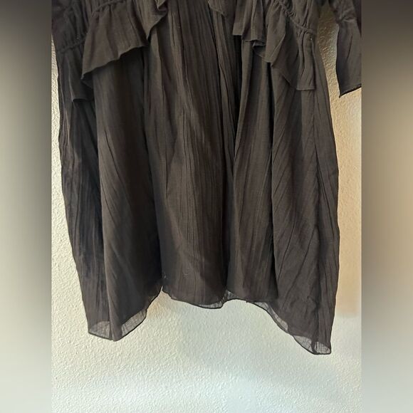 IRO Folula Shirred Georgette Mini Dress in Black - Picture 6 of 11